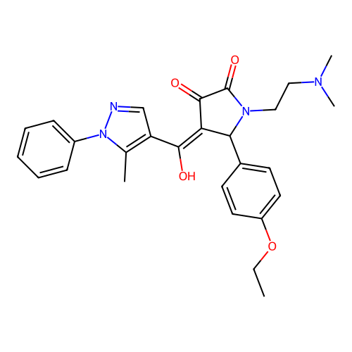 (4E)-1-(2-dimethylaminoethyl)-5-(4-ethoxyphenyl)-4-[hydroxy-(5-methyl-1-phenylpyrazol-4-yl)methylidene]pyrrolidine-2,3-dione structure