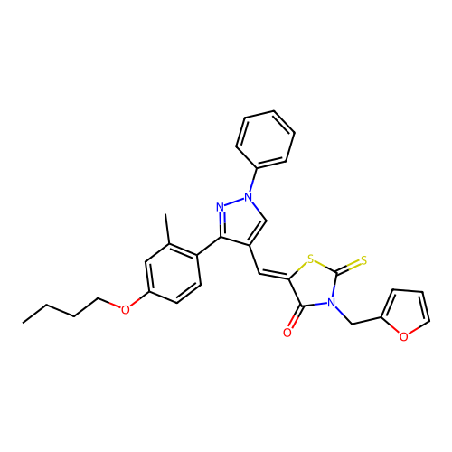 (5Z)-5-{[3-(4-BUTOXY-2-METHYLPHENYL)-1-PHENYL-1H-PYRAZOL-4-YL]METHYLENE}-3-(2-FURYLMETHYL)-2-THIOXO-1,3-THIAZOLIDIN-4-ONE structure