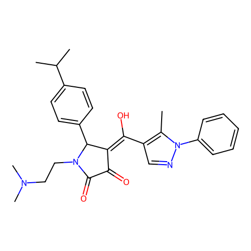 (4E)-1-(2-dimethylaminoethyl)-4-[hydroxy-(5-methyl-1-phenylpyrazol-4-yl)methylidene]-5-(4-propan-2-ylphenyl)pyrrolidine-2,3-dione structure