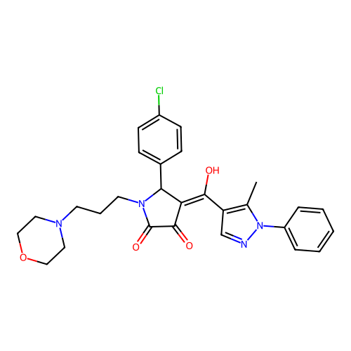 (4E)-5-(4-chlorophenyl)-4-[hydroxy-(5-methyl-1-phenylpyrazol-4-yl)methylidene]-1-(3-morpholin-4-ylpropyl)pyrrolidine-2,3-dione structure