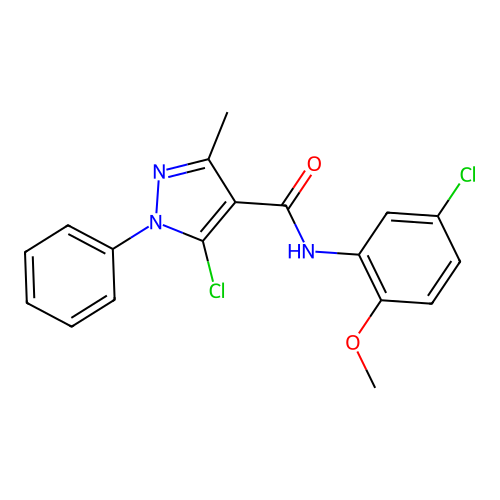 5-chloro-N-(5-chloro-2-methoxyphenyl)-3-methyl-1-phenyl-1H-pyrazole-4-carboxamide structure