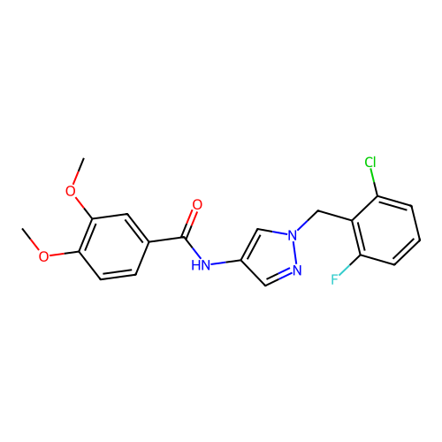 N-[1-[(2-chloro-6-fluorophenyl)methyl]pyrazol-4-yl]-3,4-dimethoxybenzamide structure