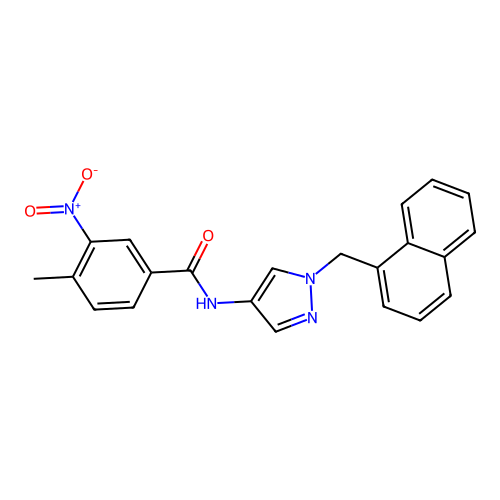 4-methyl-N-[1-(naphthalen-1-ylmethyl)pyrazol-4-yl]-3-nitrobenzamide structure