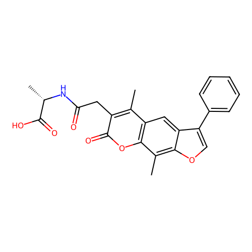 (S)-2-(2-(5,9-dimethyl-7-oxo-3-phenyl-7H-furo[3,2-g]chromen-6-yl)acetamido)propanoic acid structure