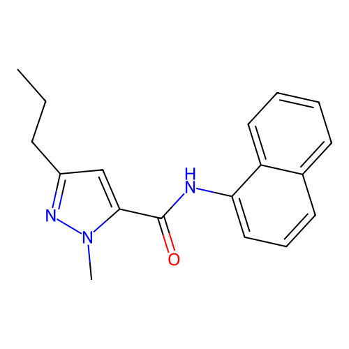 1-methyl-N-(1-naphthyl)-3-propyl-1H-pyrazole-5-carboxamide structure