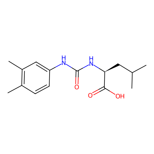 N-[(3,4-dimethylphenyl)carbamoyl]-L-leucine structure