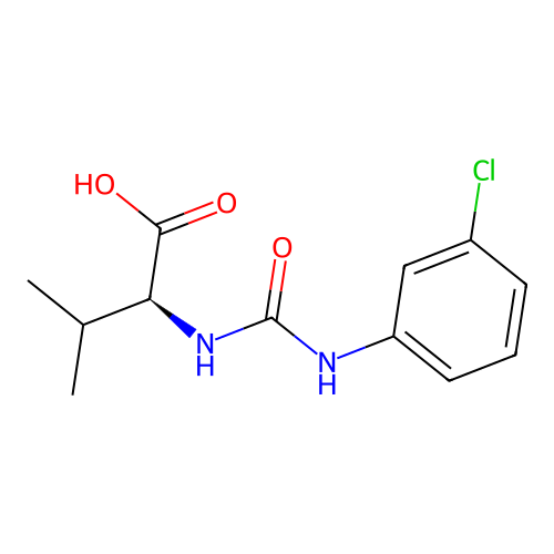 N-[(3-chlorophenyl)carbamoyl]-L-valine structure