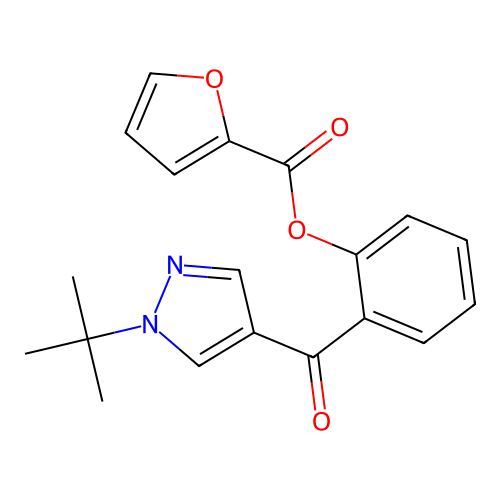 2-{[1-(tert-butyl)-1H-pyrazol-4-yl]carbonyl}phenyl 2-furoate structure