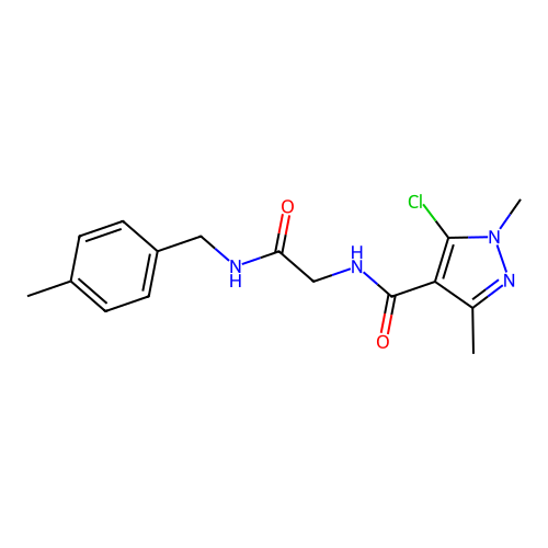 5-chloro-1,3-dimethyl-N-{2-[(4-methylbenzyl)amino]-2-oxoethyl}-1H-pyrazole-4-carboxamide structure