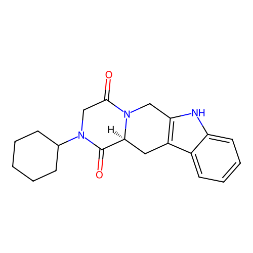 (12aS)-2-cyclohexyl-2,3,6,7,12,12a-hexahydropyrazino[1',2':1,6]pyrido[3,4-b]indole-1,4-dione structure