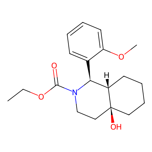 ethyl (1R,4aS,8aS)-4a-hydroxy-1-(2-methoxyphenyl)octahydroisoquinoline-2(1H)-carboxylate structure