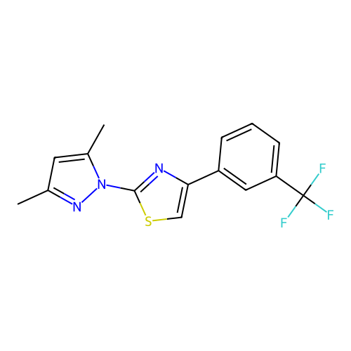 2-(3,5-dimethyl-1H-pyrazol-1-yl)-4-[3-(trifluoromethyl)phenyl]-1,3-thiazole structure