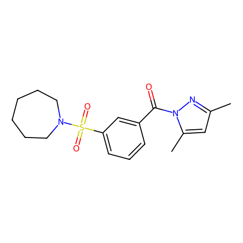 (3-(azepan-1-ylsulfonyl)phenyl)(3,5-dimethyl-1H-pyrazol-1-yl)methanone structure