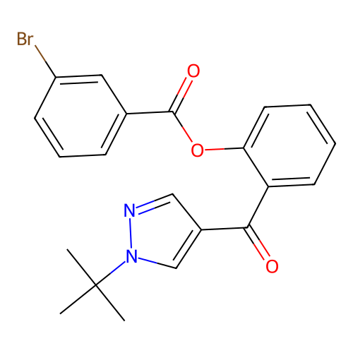 2-{[1-(tert-butyl)-1H-pyrazol-4-yl]carbonyl}phenyl 3-bromobenzenecarboxylate structure