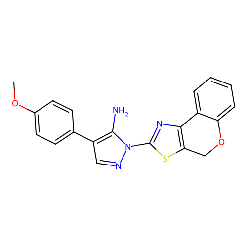 1-(4H-chromeno[4,3-d][1,3]thiazol-2-yl)-4-(4-methoxyphenyl)-1H-pyrazol-5-ylamine structure