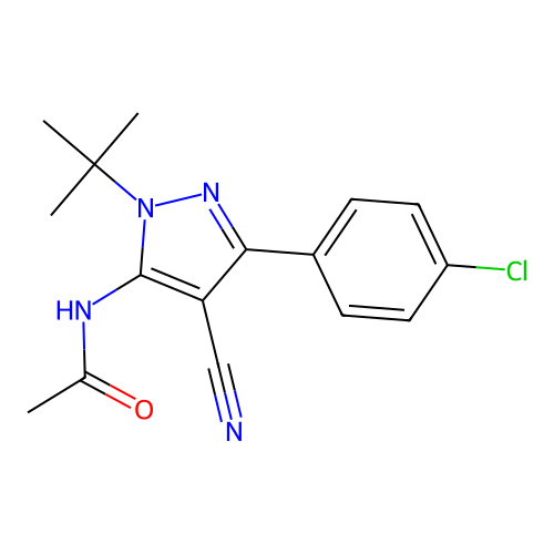 N-[1-(tert-butyl)-3-(4-chlorophenyl)-4-cyano-1H-pyrazol-5-yl]acetamide structure