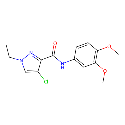4-Chloro-N-(3,4-dimethoxyphenyl)-1-ethyl-1H-pyrazole-3-carboxamide structure