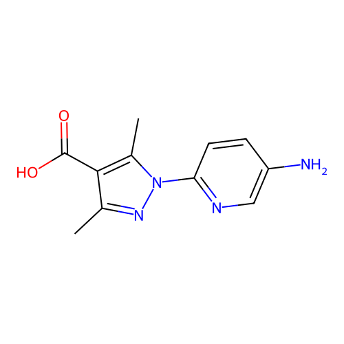 1-(5-amino-2-pyridinyl)-3,5-dimethyl-1H-pyrazole-4-carboxylic acid structure