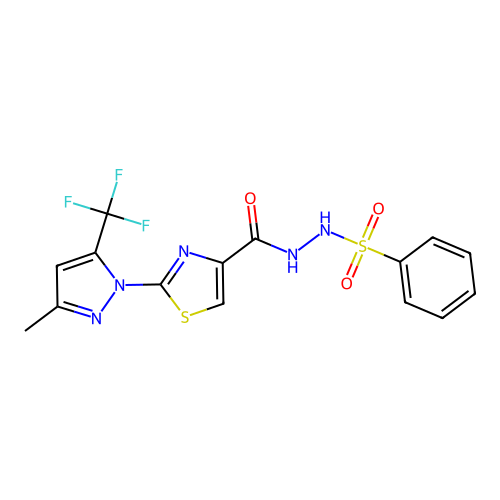 N'-({2-[3-methyl-5-(trifluoromethyl)-1H-pyrazol-1-yl]-1,3-thiazol-4-yl}carbonyl)benzenesulfonohydrazide structure