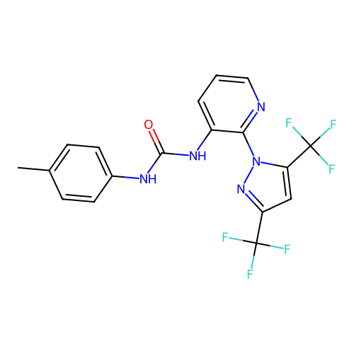 1-[2-[3,5-Bis(trifluoromethyl)pyrazol-1-yl]pyridin-3-yl]-3-(4-methylphenyl)urea structure