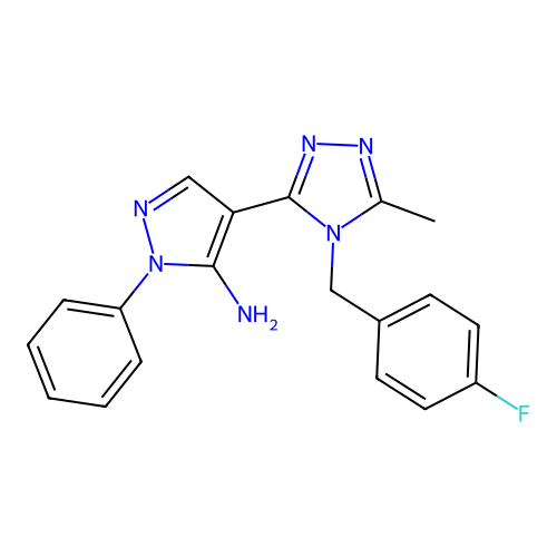 4-[4-(4-fluorobenzyl)-5-methyl-4H-1,2,4-triazol-3-yl]-1-phenyl-1H-pyrazol-5-amine structure