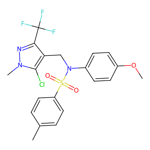 N-{[5-chloro-1-methyl-3-(trifluoromethyl)-1H-pyrazol-4-yl]methyl}-N-(4-methoxyphenyl)-4-methylbenzenesulfonamide structure