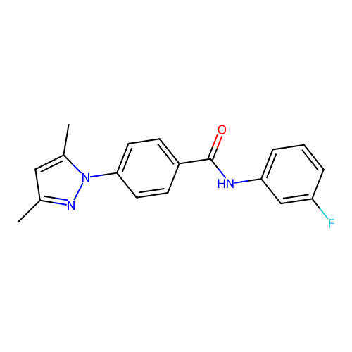 4-(3,5-dimethyl-1H-pyrazol-1-yl)-N-(3-fluorophenyl)benzamide structure