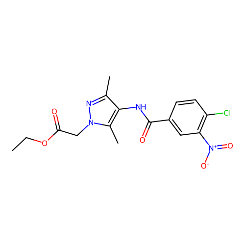 ethyl {4-[(4-chloro-3-nitrobenzoyl)amino]-3,5-dimethyl-1H-pyrazol-1-yl}acetate structure