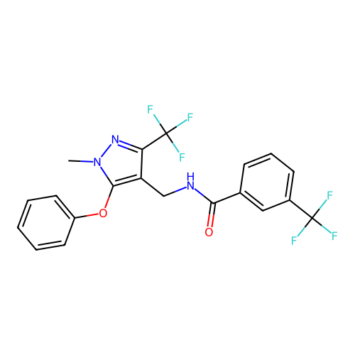 N-[[1-methyl-5-phenoxy-3-(trifluoromethyl)pyrazol-4-yl]methyl]-3-(trifluoromethyl)benzamide structure