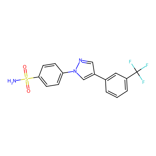 4-{4-[3-(trifluoromethyl)phenyl]-1H-pyrazol-1-yl}benzenesulfonamide structure