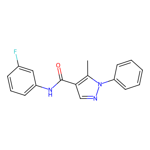 N-(3-fluorophenyl)-5-methyl-1-phenylpyrazole-4-carboxamide structure
