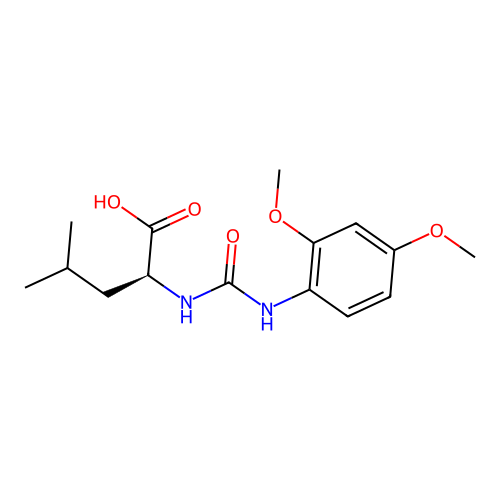 N-[(2,4-dimethoxyphenyl)carbamoyl]-L-leucine structure