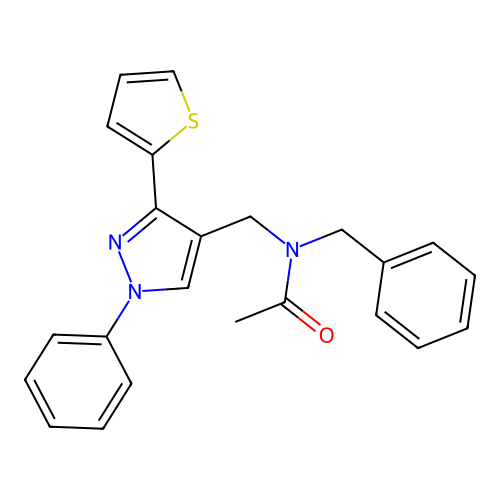 N-benzyl-N-[(1-phenyl-3-thiophen-2-ylpyrazol-4-yl)methyl]acetamide structure