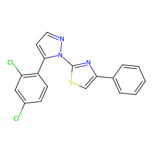 2-[5-(2,4-dichlorophenyl)-1H-pyrazol-1-yl]-4-phenyl-1,3-thiazole structure