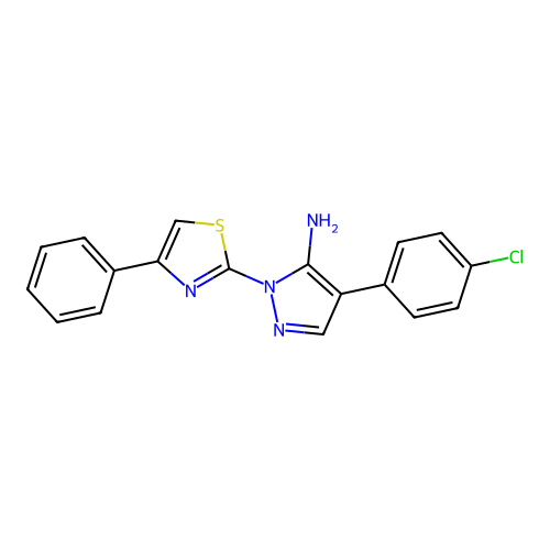 4-(4-chlorophenyl)-1-(4-phenyl-1,3-thiazol-2-yl)-1H-pyrazol-5-amine structure