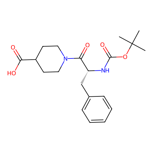 (R)-1-(2-((tert-butoxycarbonyl)amino)-3-phenylpropanoyl)piperidine-4-carboxylic acid structure