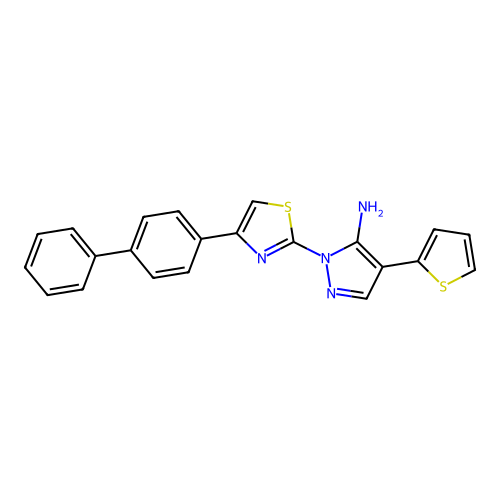 1-(4-[1,1'-biphenyl]-4-yl-1,3-thiazol-2-yl)-4-(2-thienyl)-1H-pyrazol-5-amine structure