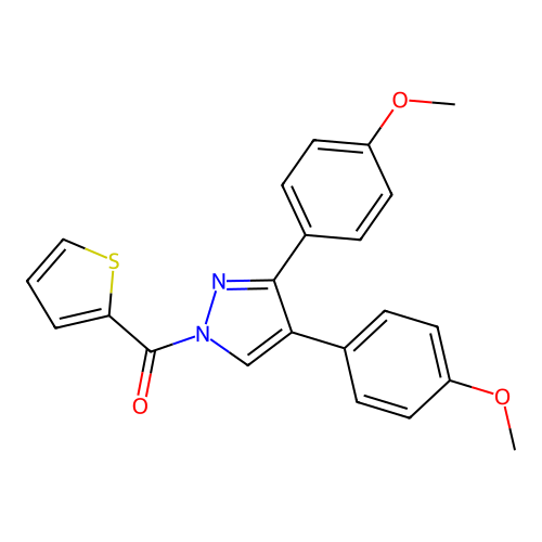[3,4-bis(4-methoxyphenyl)-1H-pyrazol-1-yl](2-thienyl)methanone structure