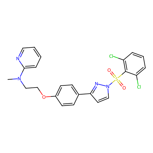 N-[2-(4-{1-[(2,6-dichlorophenyl)sulfonyl]-1H-pyrazol-3-yl}phenoxy)ethyl]-N-methyl-2-pyridinamine structure