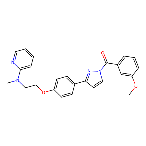 (3-methoxyphenyl)[3-(4-{2-[methyl(2-pyridinyl)amino]ethoxy}phenyl)-1H-pyrazol-1-yl]methanone structure