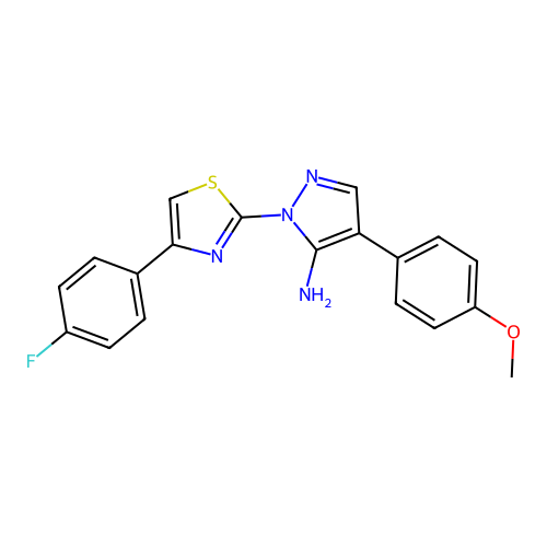 1-[4-(4-fluorophenyl)-1,3-thiazol-2-yl]-4-(4-methoxyphenyl)-1H-pyrazol-5-amine structure