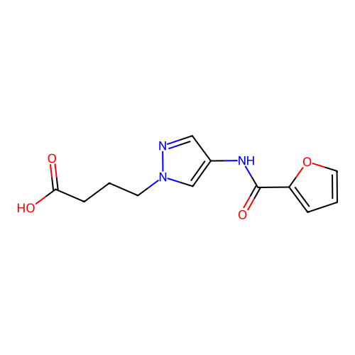 4-[4-(2-furoylamino)-1H-pyrazol-1-yl]butanoic acid structure