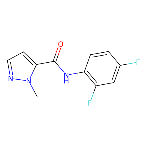 N-(2,4-difluorophenyl)-1-methyl-1H-pyrazole-5-carboxamide structure