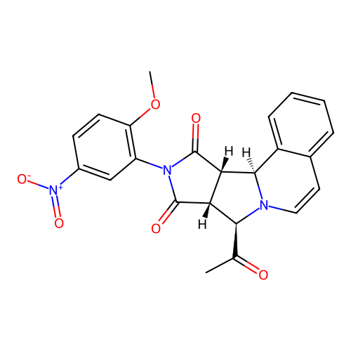 (8R,8aR,11aS,11bS)-8-acetyl-10-(2-methoxy-5-nitrophenyl)-11a,11b-dihydro-8H-pyrrolo[3',4':3,4]pyrrolo[2,1-a]isoquinoline-9,11(8aH,10H)-dione structure