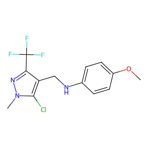 N-{[5-chloro-1-methyl-3-(trifluoromethyl)-1H-pyrazol-4-yl]methyl}-4-methoxyaniline structure