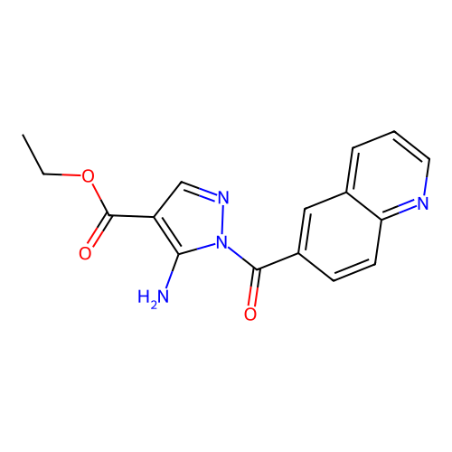 ethyl 5-amino-1-(6-quinolinylcarbonyl)-1H-pyrazole-4-carboxylate structure