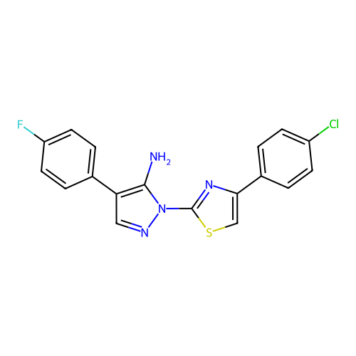 1-[4-(4-chlorophenyl)-1,3-thiazol-2-yl]-4-(4-fluorophenyl)-1H-pyrazol-5-amine structure