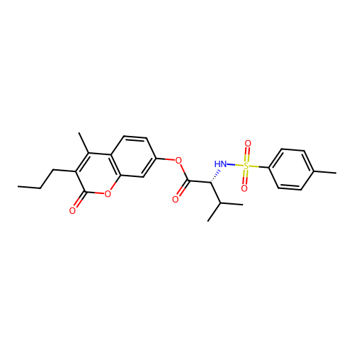 4-methyl-2-oxo-3-propyl-2H-chromen-7-yl N-[(4-methylphenyl)sulfonyl]-D-valinate structure