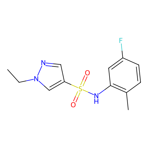 1-ethyl-N-(5-fluoro-2-methylphenyl)-1H-pyrazole-4-sulfonamide structure