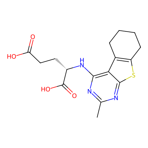 N-(5,6,7,8-Tetrahydro-2-methyl[1]benzothieno[2,3-d]pyrimidin-4-yl)-L-glutamic acid structure